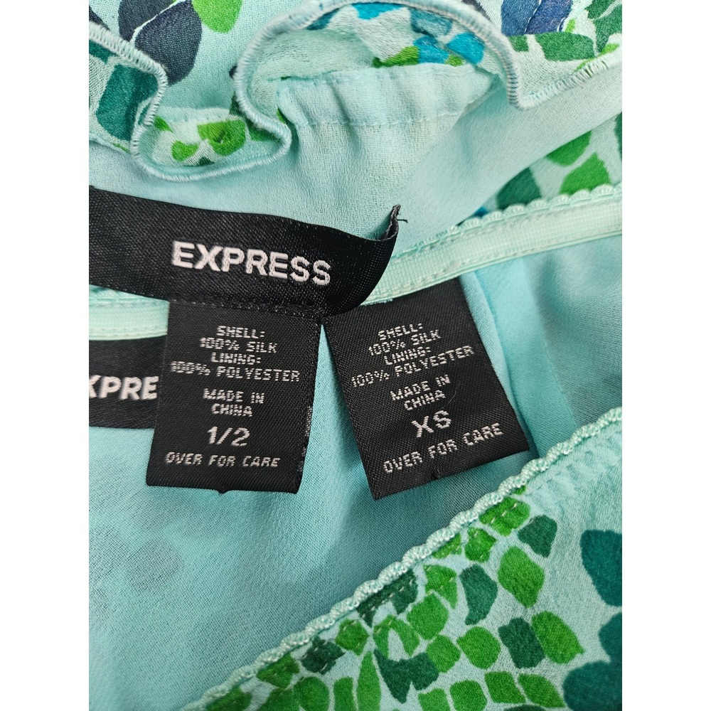 Vintage 90s Express Floral 100% Silk 2 Piece Skirt Set Maxi Fairy XS F52 - Picture 10 of 12